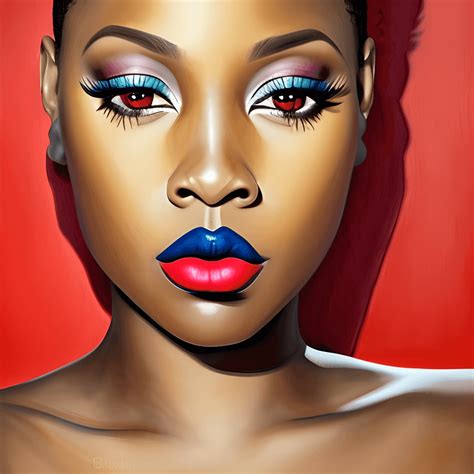 Beautiful AfricanAmerican Woman Applying Red Lipstick in the Style of Artgerm · Creative Fabrica