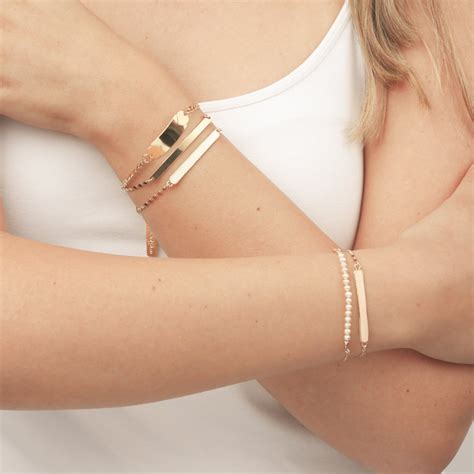 White and Gold Bracelet Bar Bracelet Dainty Bracelet Skinny - Etsy