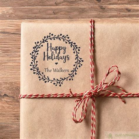 Custom Christmas Stamp for Card Making Happy Holidays Stamp | CustomFeeling