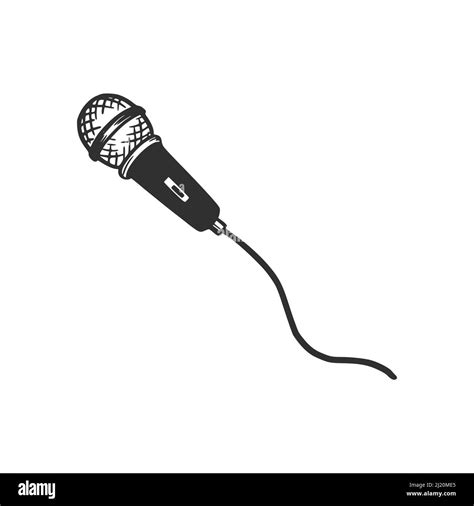 Hand drawn microphone. Doodle sketch style. Drawing line simple microphone. Isolated vector ...