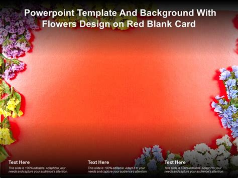 Powerpoint Template And Background With Flowers Design On Red Blank Card | Presentation Graphics ...