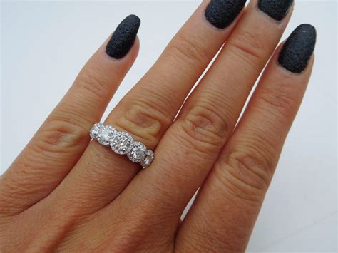 Five Stone Diamond & White Gold Ring Vintage Style Five Stone - Etsy