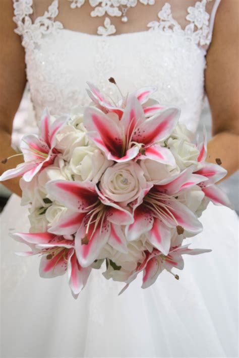 Silk Stargazer Lily Wedding Flowers - The Brides Bouquet UK