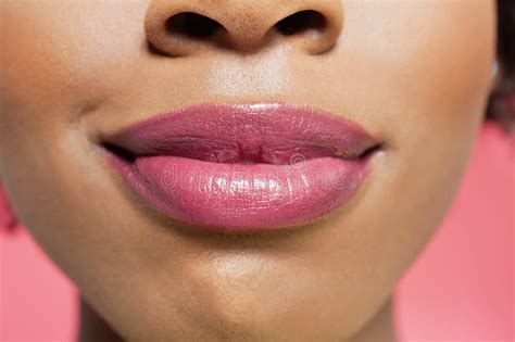 Close-up View Of An African American Woman's Lips Over Colored Background Stock Image - Image ...