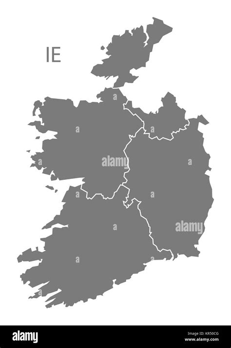 Ireland provinces Map grey Stock Photo - Alamy