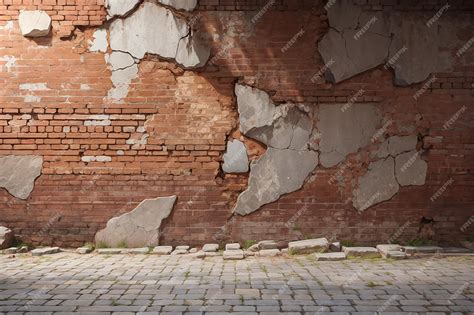 Premium Photo | Cracked brick wall textured background