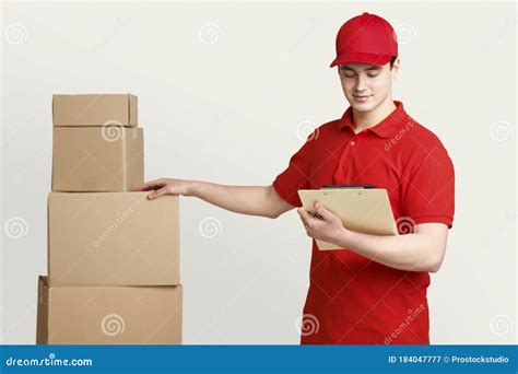 Postman In Uniform Delivered Box Stock Image | CartoonDealer.com #44382103