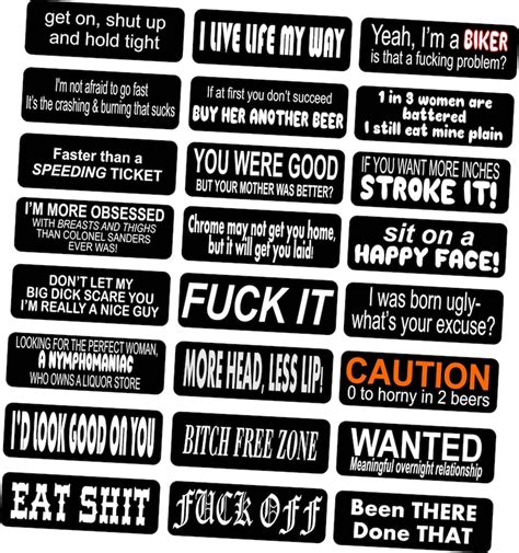 Motorcycle Helmet Stickers 24 Pack Funny Rude Helmet Stickers - Etsy