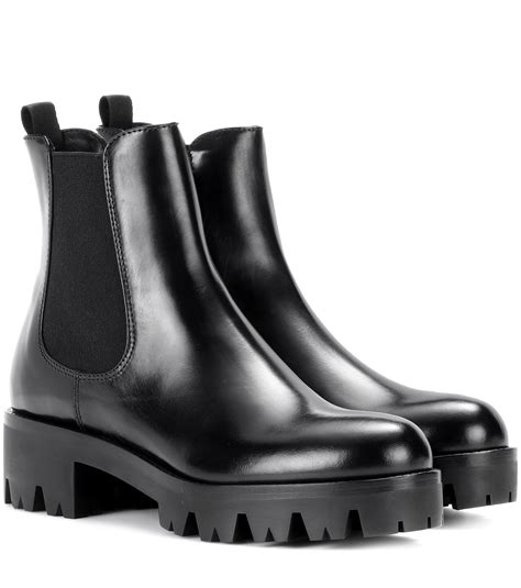 Prada Leather Chelsea Boots in Black - Lyst