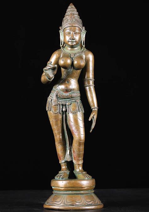 SOLD Bronze Parvati As Shivakami Statue 18" (#93b37): Lotus Sculpture