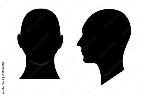 Front and side view silhouette of a man head. Anonymous male person avatar Stock Vector | Adobe ...