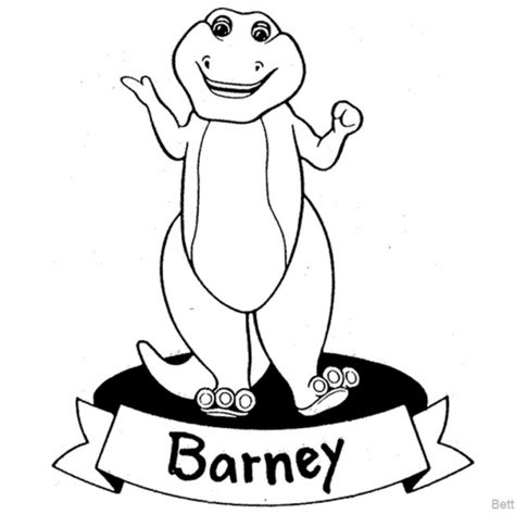 Barney Coloring Pages Black and White - Free Printable Coloring Pages