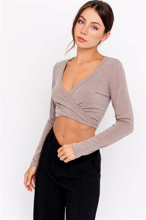 Wrap V Neck Crop Top - ShopperBoard