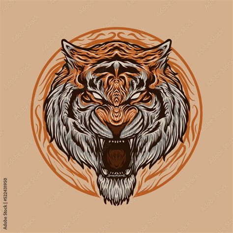 angry roar tiger head design illustration Stock Vector | Adobe Stock