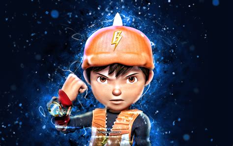 Download wallpapers BoBoiBoy, 4k, blue neon lights, BoBoiBoy Galaxy, creative, BoBoiBoy Galaxy ...