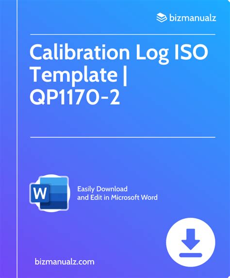 ISO9001 2015 Calibration Log Template Template Word