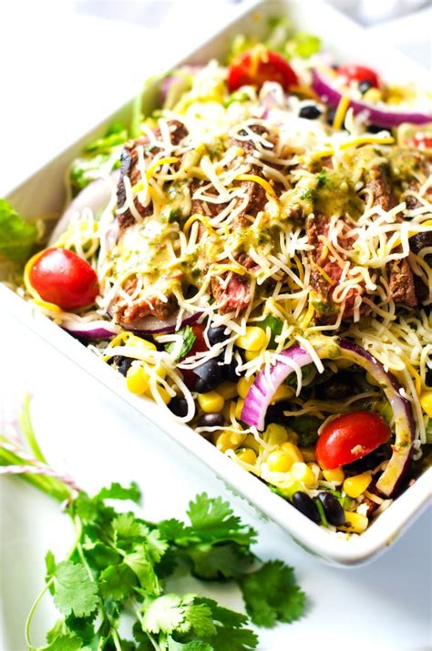 Cheesy Mexican Steak Salad with Chipotle Lime Dressing - Wendy Polisi