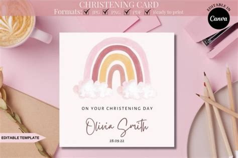 Christening Card Template Graphic by kkdigitalprints · Creative Fabrica