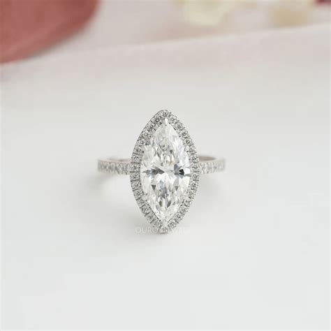 Marquise Diamond Halo Engagement Ring — Ouros Jewels