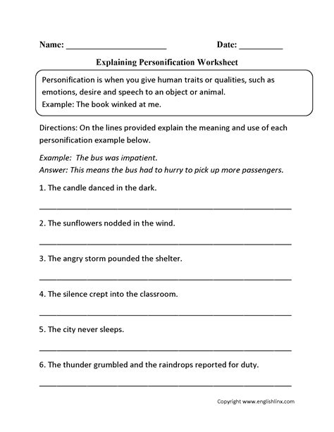 Free Printable Personification Worksheets - Printable Form, Templates and Letter