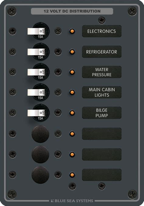 Traditional Metal DC Panel - 8 Positions - Blue Sea Systems