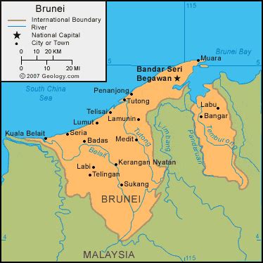 Brunei In World Map - California southern Map