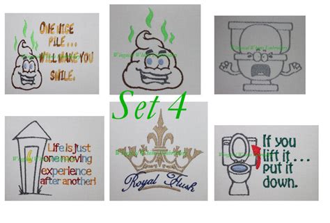 6 Toilet Paper Sayings or Images Filled Machine Embroidery File Toilet Paper Sayings Pictures ...