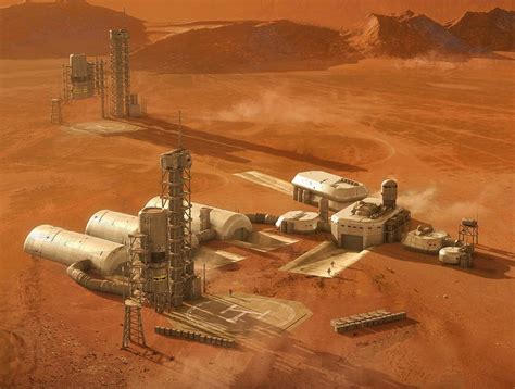 Mars base concept art for Ad Astra by Jonathan Bach | human Mars