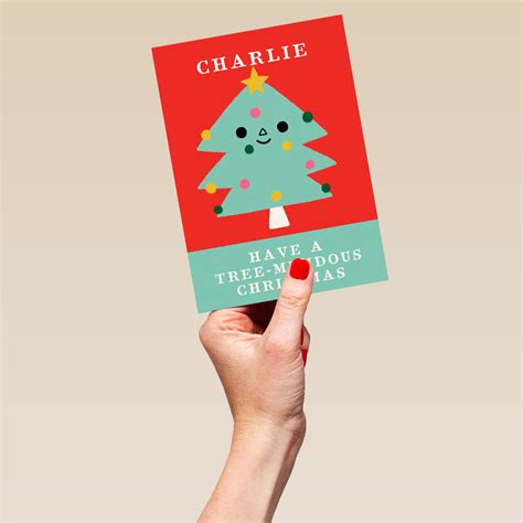 Personalised Kids Editable Cute Christmas Tree Face Card – Hallmark