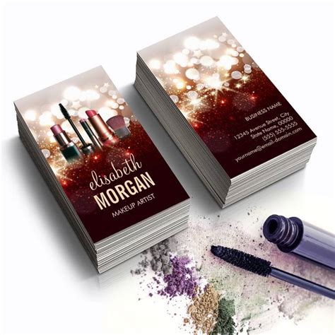 Makeup Artist Cosmetologist Shiny Glitter Sparkle Business Card Templates