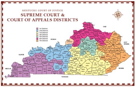 Map of the Kentucky Supreme Court and Court of Appeals Regions (Counties Covered) | Kentucky ...