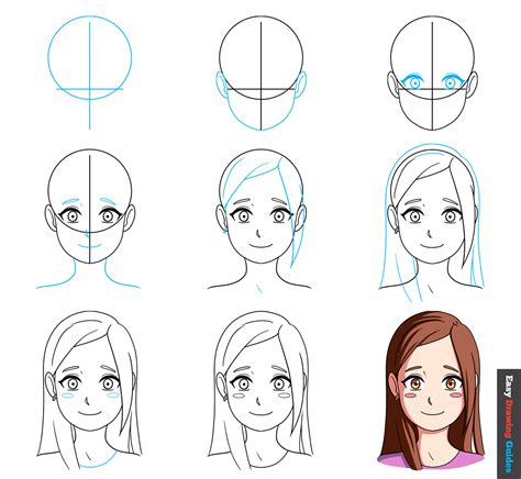 How to Draw a Cute Anime Girl's Head and Face - Easy Step by Step Tutorial