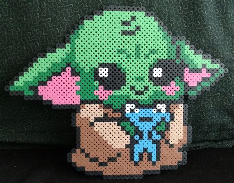 baby yoda pixel art - Star Wars Baby Yoda Cute Pixel Art Bead Sprite Perler Geek Craft Handmade ...