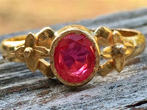 Vintage Ruby Engagement Ring Art Deco Ring 1.0 Carat Natural Burma Ruby 22k yellow gold July ...