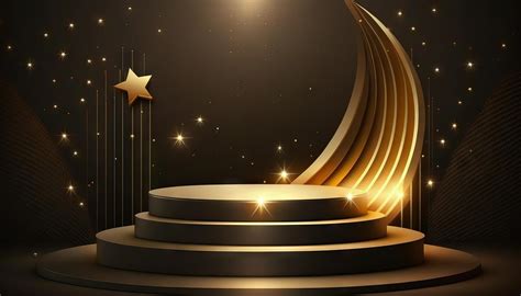 Award ceremony background with podium and 3d gold star element. 21971148 Stock Photo at Vecteezy