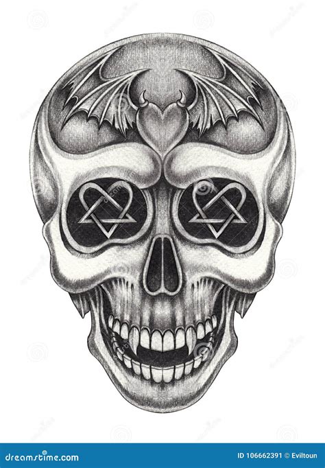 Art Vampire Skull Tattoo stock illustration. Illustration of fine - 106662391