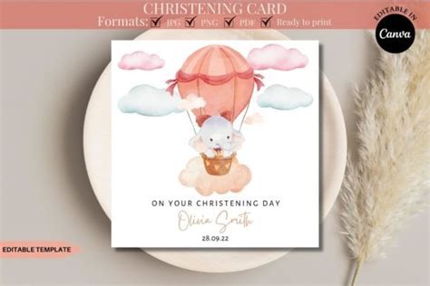 Christening Card Template Graphic by kkdigitalprints · Creative Fabrica