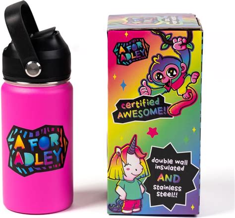 A FOR ADLEY Merch Official Product Adley's Super Cold and Colorful Neon Rainbow Water Bottles ...