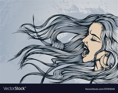 Young screaming woman Royalty Free Vector Image