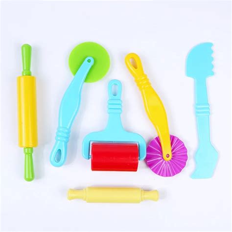 Color Play Dough Model Tool Toys Creative 3D Plasticine Tools Playdough Set Clay Moulds Deluxe ...