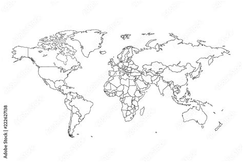 World map vector. Contour of world map Stock Vector | Adobe Stock