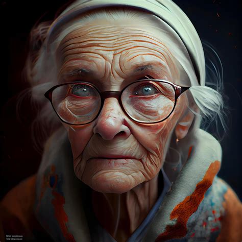 Portrait of an old woman with paint on her face and glasses, Image 23185109 Stock Photo at Vecteezy