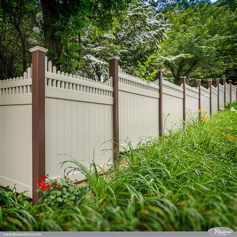 Vinyl Privacy Fence with Stepped Picket Top | Illusions Fence