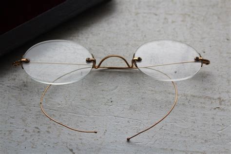 Antique Eyeglasses Gold Colored Frames with Case