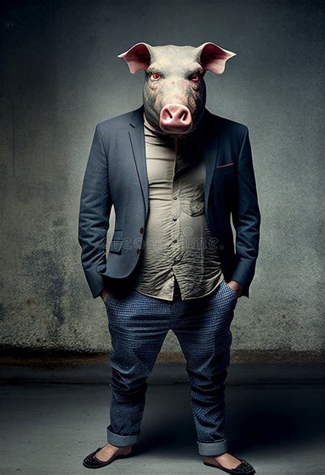 Surreal Chimera Hybrid Creature, Half Man, Half Pig in Mythologie Wearing Business Suit ...