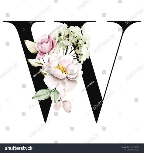 Floral Alphabet Letter W Watercolor Flowers Stock Illustration 2081958139 | Shutterstock