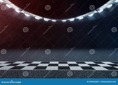 Empty Race Track Night Background 3d Illustrations Stock Illustration - Illustration of track ...