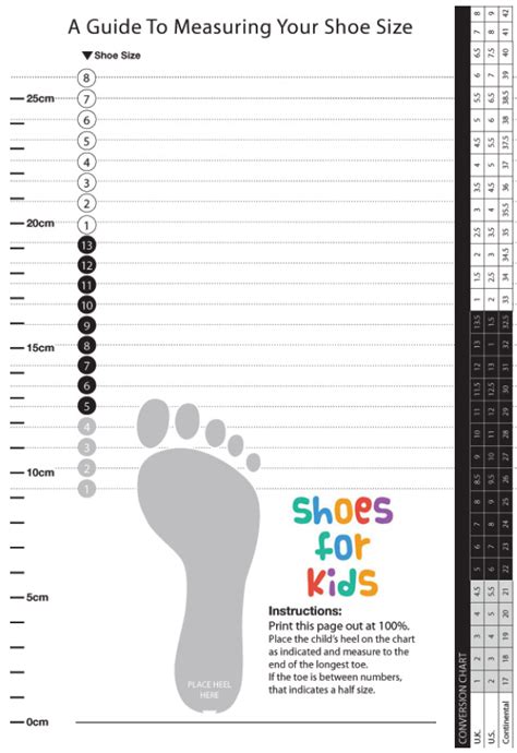 Paper Measuring Gauge Printable Shoe Size Chart Start-Rite | eduaspirant.com