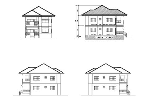 Elevation drawing of house design in autocad - Cadbull