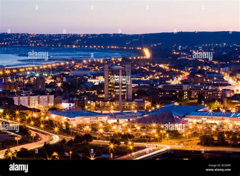 Swansea city centre at night Stock Photo - Alamy